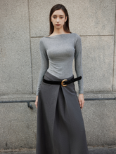 Tải hình ảnh vào trình xem Thư viện, Grey Pleated Midi Skirt
