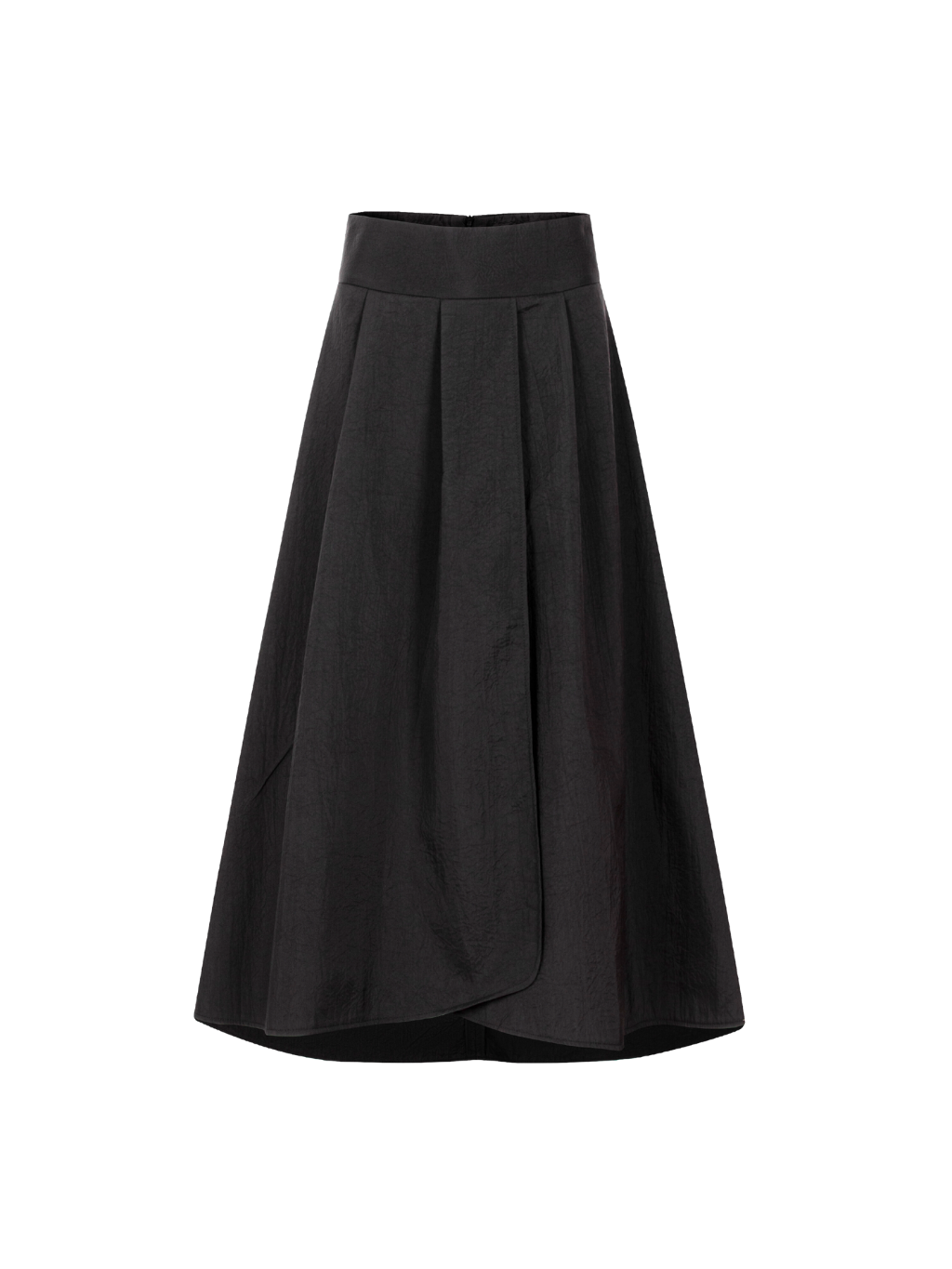 Black Pleated Midi Skirt