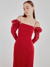 Load image into Gallery viewer, Combanation Red Fitted Dress
