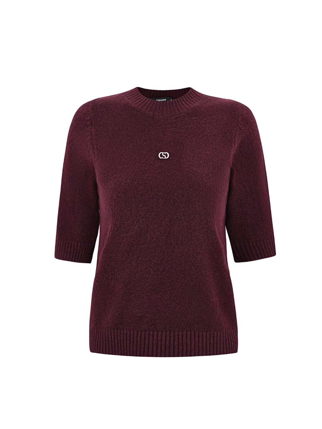 KNIT SEASON - Rhinestone Burgundy Top