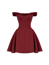 Tải hình ảnh vào trình xem Thư viện, Combined Off Shoulder Red Dress - HOLIDAY 24&#39;
