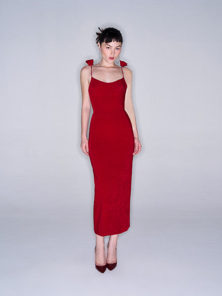 Red Velvet Midi Dress