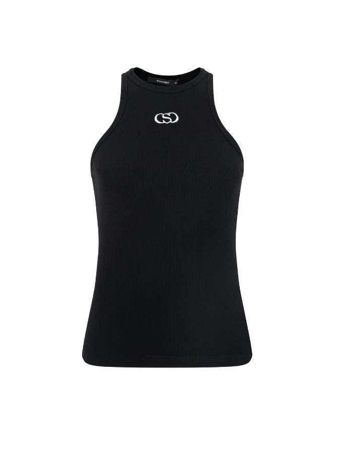 Black Embroidered Coco Sin Tank Top