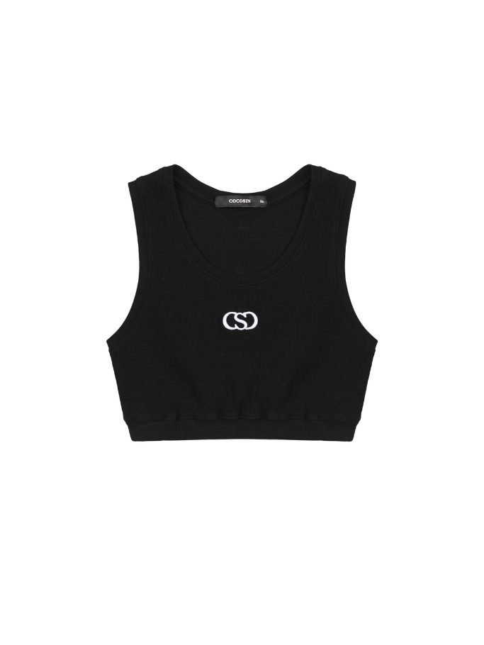 Black Embroidered Coco Sin Crop Top