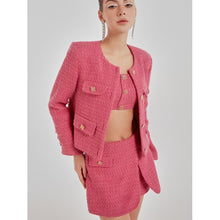 Load image into Gallery viewer, Pink Tweed Crop Top
