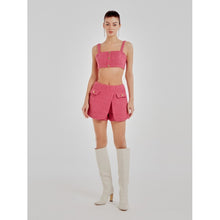 Load image into Gallery viewer, Pink Tweed Crop Top
