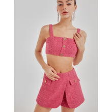 Load image into Gallery viewer, Pink Tweed Crop Top
