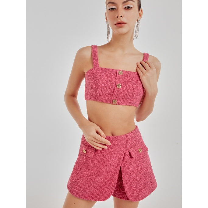 Pink Tweed Crop Top