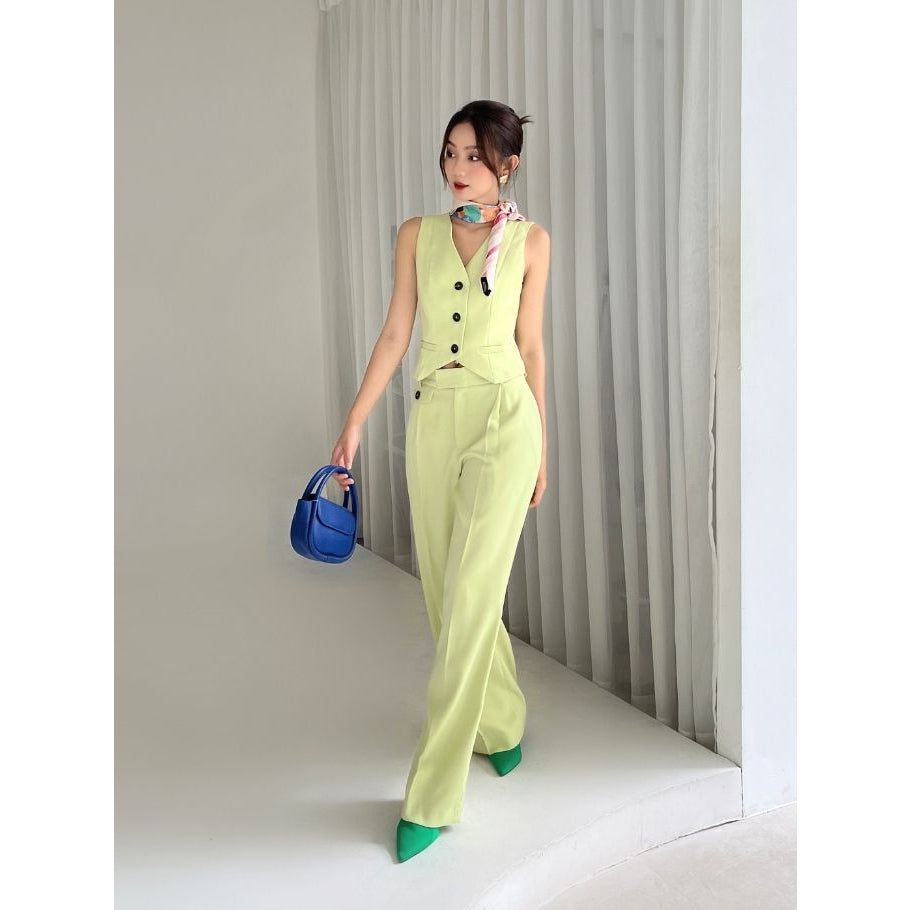 Green Straight Leg Trousers